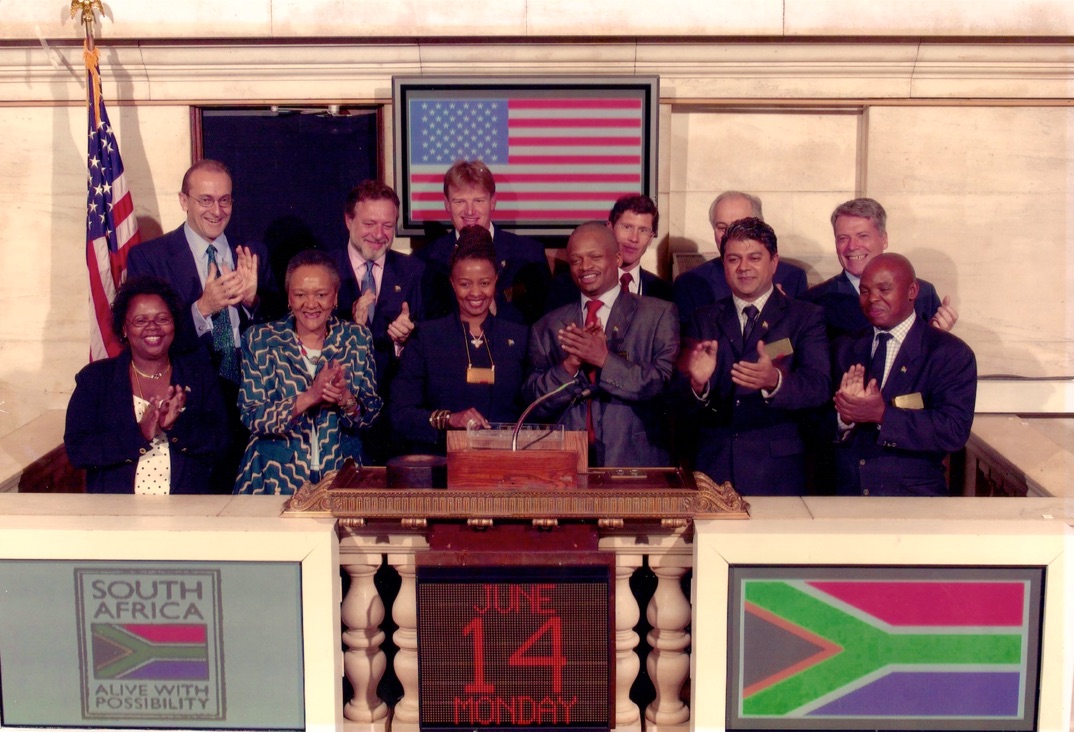 South Africa ringing the bell in the NY Stock Exchange.